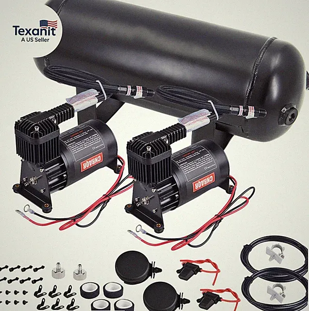 3 Gallon Air Tank with 150PSI Air Compressor 2PCS for Suspension/Air Ride/Bag/Ca
