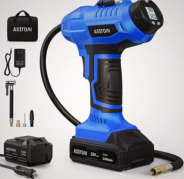 Cordless Tire Inflator Air Compressor 20V Rechargeable Battery Powered 160PSI Po