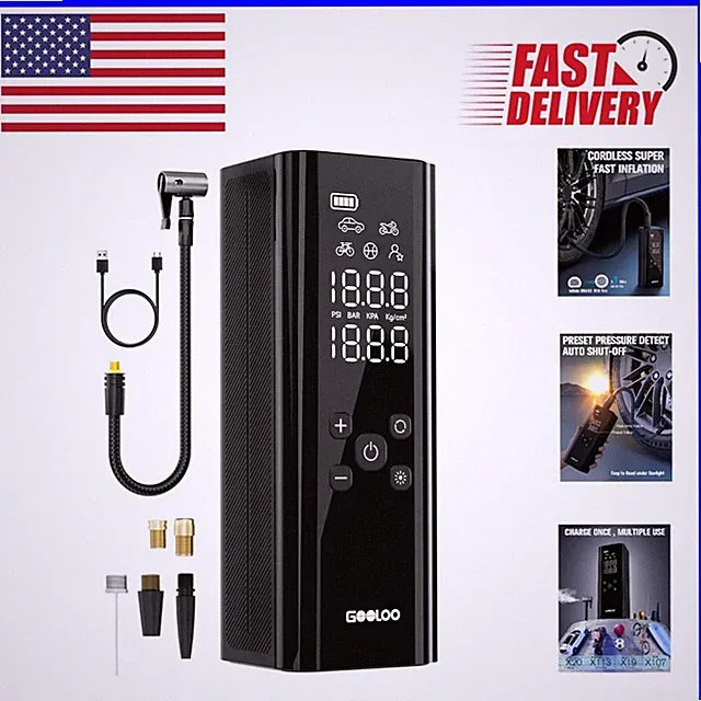 GT150 Portable Cordless Tire Inflator: 150 PSI Quick Air Pump for All Vehicles