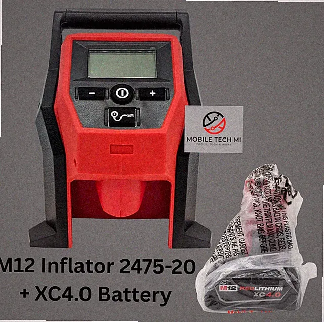 Milwaukee 2475-20 M12 Cordless Portable Car Tire Inflator + 4.0 Ah Battery NEW