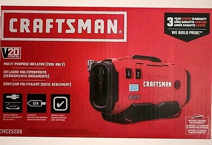 New Craftsman V20 12V Cordless/Corded Tire Inflator Portable Air Compressor