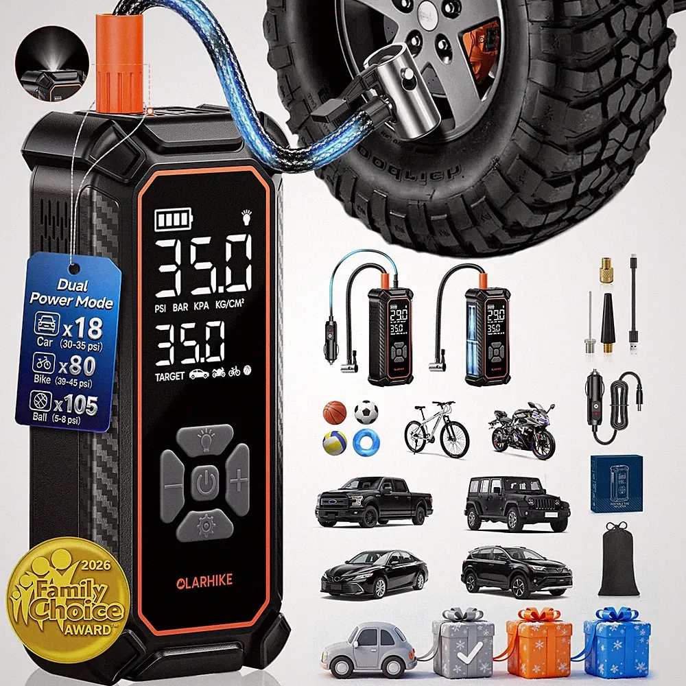 Portable Cordless Tire Inflator 150PSI Air Compressor with LED Pressure Gauge