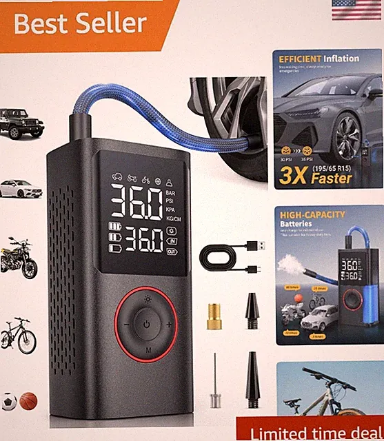 Rechargeable Tire Inflator - Compact 150 PSI Cordless Air Pump for All Vehicles