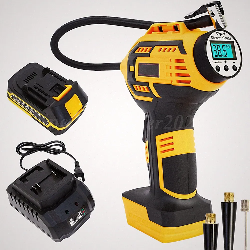 Tire Inflator Air Compressor Cordless Tire Pump Rechargeable Battery Powered