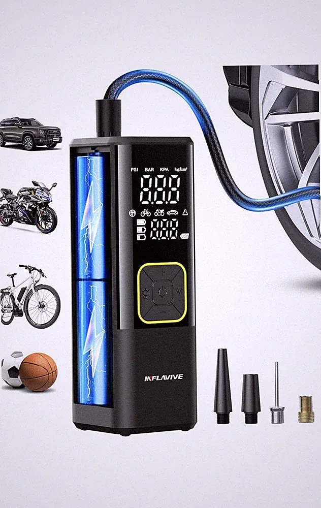 Tire Inflator Portable Air Compressor, 150 PSI Cordless Air Pump for Car Black