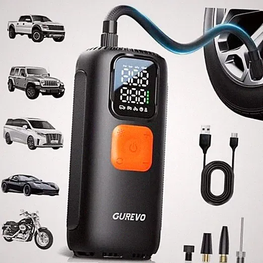 Tire Inflator Portable Air Compressor, 22 Cylinder & 6X Faster Inflation, Black