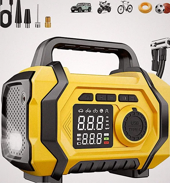 Tire Inflator Portable Air Compressor, 6X Fast 150PSI Pump for Car Yellow