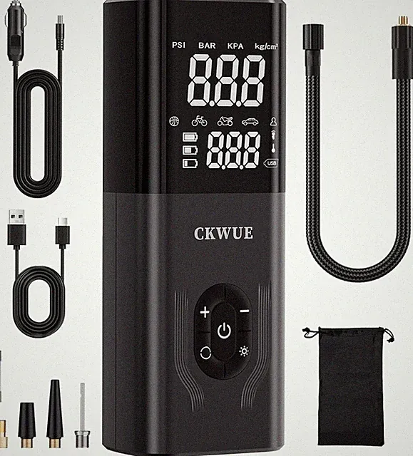 Tire Inflator Portable Air Compressor, CKWUE 180PSI Cordless Air Compressor, 6X